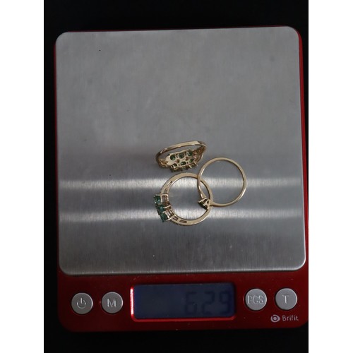 36 - Zambian Emerald & White Zircon 9K Gold Ring Atgw 1.34cts Size N to O, 1/3ct Green Diamond 9K Gold Ri... 