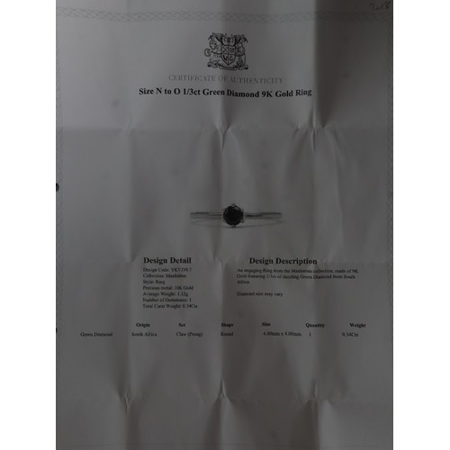 36 - Zambian Emerald & White Zircon 9K Gold Ring Atgw 1.34cts Size N to O, 1/3ct Green Diamond 9K Gold Ri... 