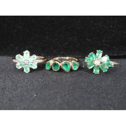 37 - Siberian Emerald & White Zircon 9K Gold Ring Atgw 1.43cts, Zambian Emerald & White Zircon 9K Gold Ri... 