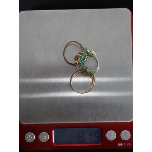 37 - Siberian Emerald & White Zircon 9K Gold Ring Atgw 1.43cts, Zambian Emerald & White Zircon 9K Gold Ri... 