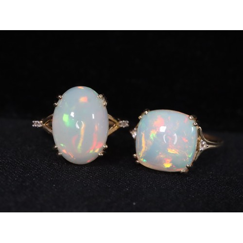 38 - Ethiopian Opal & White Zircon 9K Gold Ring Atgw 3.90cts Size N to O, Ethiopian Opal & White Zircon 9... 