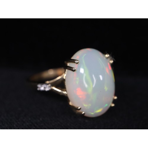 38 - Ethiopian Opal & White Zircon 9K Gold Ring Atgw 3.90cts Size N to O, Ethiopian Opal & White Zircon 9... 