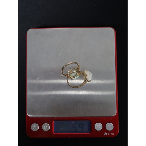 38 - Ethiopian Opal & White Zircon 9K Gold Ring Atgw 3.90cts Size N to O, Ethiopian Opal & White Zircon 9... 