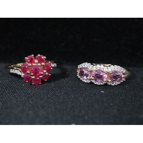39 - Burmese Ruby & Diamond 9K Gold Ring Atgw 1.14cts, Sakaraha Pink Sapphire & White Zircon 9K Gold Ring... 