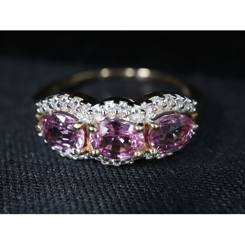 39 - Burmese Ruby & Diamond 9K Gold Ring Atgw 1.14cts, Sakaraha Pink Sapphire & White Zircon 9K Gold Ring... 