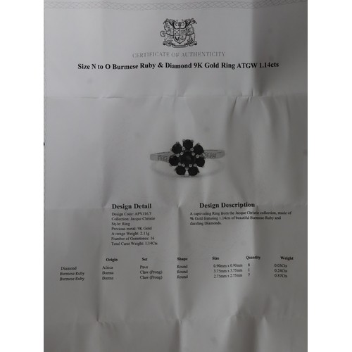 39 - Burmese Ruby & Diamond 9K Gold Ring Atgw 1.14cts, Sakaraha Pink Sapphire & White Zircon 9K Gold Ring... 