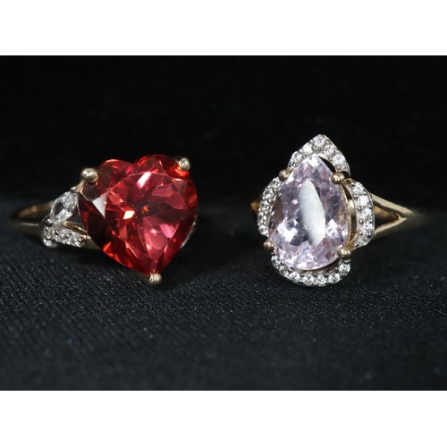 40 - Minas Gerais Kunzite & White Zircon 9K Gold Ring 2.65cts Size N to O, Cruzeiro Topaz & White Zircon ... 