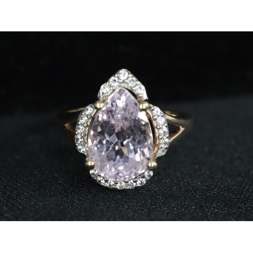 40 - Minas Gerais Kunzite & White Zircon 9K Gold Ring 2.65cts Size N to O, Cruzeiro Topaz & White Zircon ... 