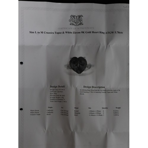 40 - Minas Gerais Kunzite & White Zircon 9K Gold Ring 2.65cts Size N to O, Cruzeiro Topaz & White Zircon ... 
