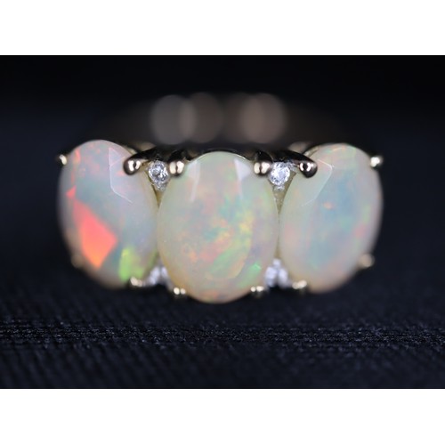 42 - Ethiopian Opal & White Zircon 9K Gold Ring Atgw 2.09cts, Ethiopian Opal & White Zircon 9K Gold Ring ... 