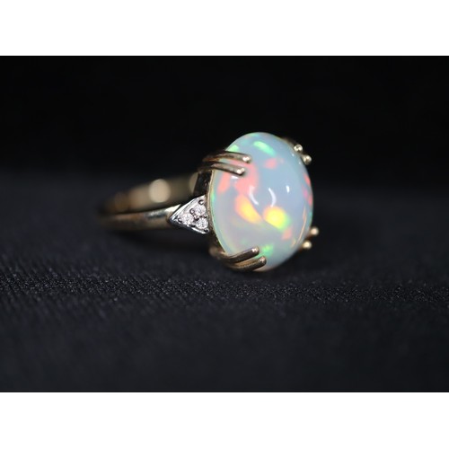 42 - Ethiopian Opal & White Zircon 9K Gold Ring Atgw 2.09cts, Ethiopian Opal & White Zircon 9K Gold Ring ... 