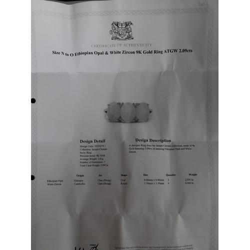 42 - Ethiopian Opal & White Zircon 9K Gold Ring Atgw 2.09cts, Ethiopian Opal & White Zircon 9K Gold Ring ... 