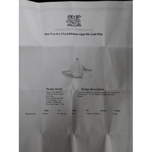 42 - Ethiopian Opal & White Zircon 9K Gold Ring Atgw 2.09cts, Ethiopian Opal & White Zircon 9K Gold Ring ... 