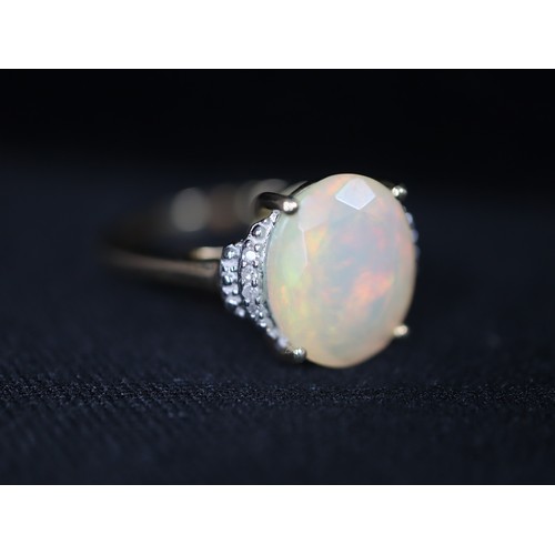 43 - Ethiopian Opal, Chrome Diopside & White Zircon 9K Gold Ring Atgw 2.43cts, Ethiopian Opal & Diamond 9... 
