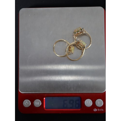 43 - Ethiopian Opal, Chrome Diopside & White Zircon 9K Gold Ring Atgw 2.43cts, Ethiopian Opal & Diamond 9... 