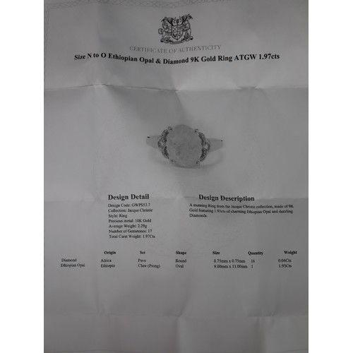 43 - Ethiopian Opal, Chrome Diopside & White Zircon 9K Gold Ring Atgw 2.43cts, Ethiopian Opal & Diamond 9... 