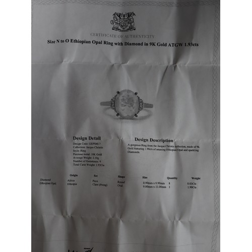 43 - Ethiopian Opal, Chrome Diopside & White Zircon 9K Gold Ring Atgw 2.43cts, Ethiopian Opal & Diamond 9... 