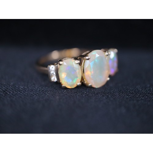 44 - Ethiopian Opal & White Topaz 9K Gols Ring Atgw 1.90cts, 2.40ct Kelayi Ethiopian Opal 9K Gold Ring -4... 