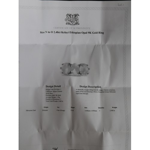 44 - Ethiopian Opal & White Topaz 9K Gols Ring Atgw 1.90cts, 2.40ct Kelayi Ethiopian Opal 9K Gold Ring -4... 