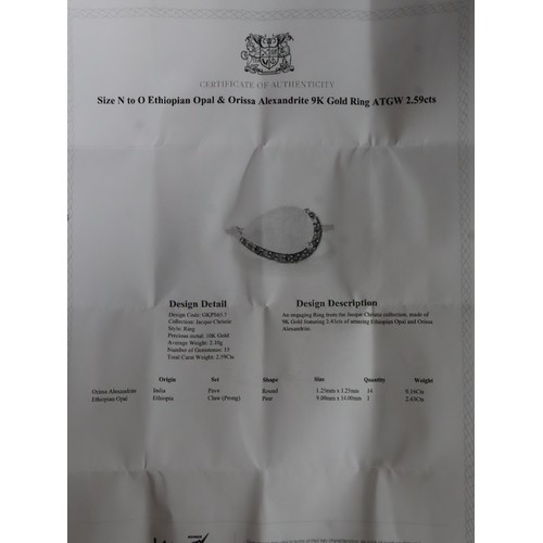 45 - Ethiopian Opal, Oyo Pink Tourmaline & White Zircon 9K Gold Ring Atgw 1.41cts Size P to Q, Ethiopian ... 