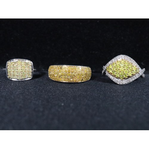 47 - 1ct Yellow & White Diamond Sterling Silver Ring Size 7, 3/4ct Yellow Diamond Sterling Silver Ring Si... 