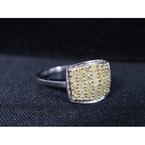 47 - 1ct Yellow & White Diamond Sterling Silver Ring Size 7, 3/4ct Yellow Diamond Sterling Silver Ring Si... 
