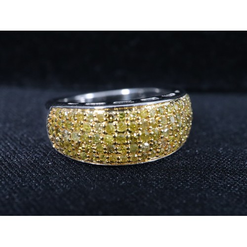 47 - 1ct Yellow & White Diamond Sterling Silver Ring Size 7, 3/4ct Yellow Diamond Sterling Silver Ring Si... 