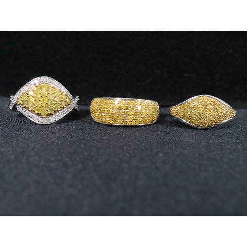 48 - 1/2ct Yellow Diamond 9K White Gold Ring Size N to O (3.6g), 3/4ct Yellow Diamond Sterling Silver Rin... 