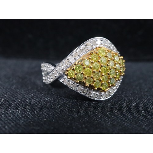 48 - 1/2ct Yellow Diamond 9K White Gold Ring Size N to O (3.6g), 3/4ct Yellow Diamond Sterling Silver Rin... 