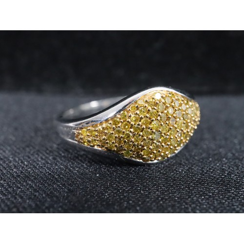 48 - 1/2ct Yellow Diamond 9K White Gold Ring Size N to O (3.6g), 3/4ct Yellow Diamond Sterling Silver Rin... 