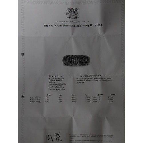 48 - 1/2ct Yellow Diamond 9K White Gold Ring Size N to O (3.6g), 3/4ct Yellow Diamond Sterling Silver Rin... 