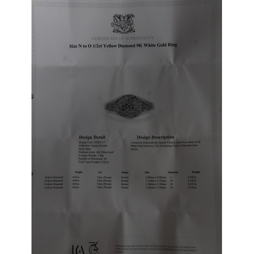 48 - 1/2ct Yellow Diamond 9K White Gold Ring Size N to O (3.6g), 3/4ct Yellow Diamond Sterling Silver Rin... 