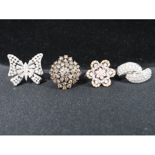 49 - 1ct Diamond Sterling Silver Butterfly Ring, 2ct Champagne Diamond Sterling Silver Ring, 1ct Diamond ... 