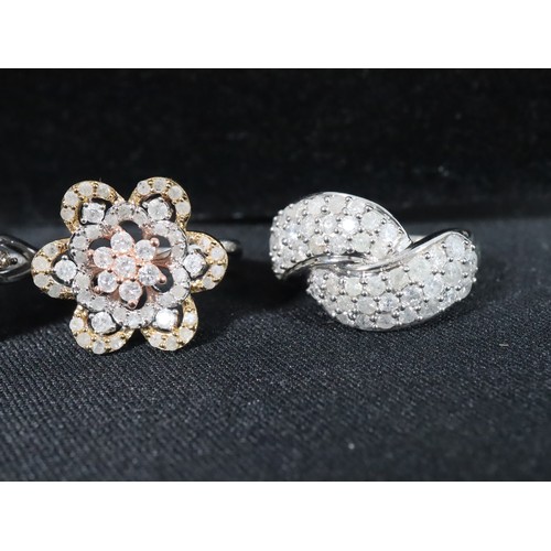 49 - 1ct Diamond Sterling Silver Butterfly Ring, 2ct Champagne Diamond Sterling Silver Ring, 1ct Diamond ... 