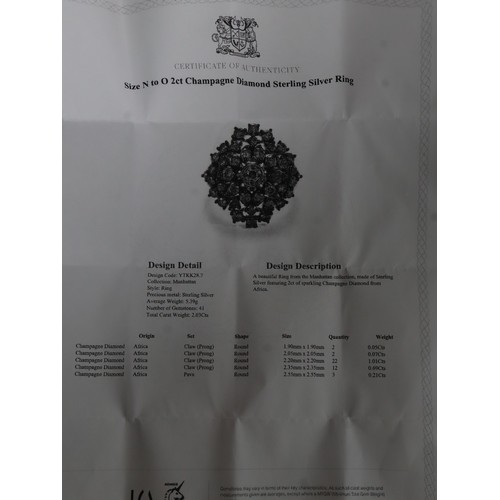 49 - 1ct Diamond Sterling Silver Butterfly Ring, 2ct Champagne Diamond Sterling Silver Ring, 1ct Diamond ... 