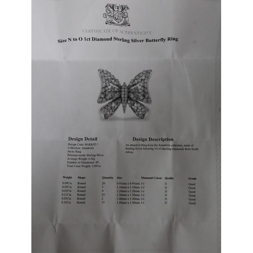 49 - 1ct Diamond Sterling Silver Butterfly Ring, 2ct Champagne Diamond Sterling Silver Ring, 1ct Diamond ... 