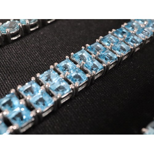 50 - 16.73ct Ratanakiri Blue Zircon Sterling Silver Bracelet, 2168ct Swiss Blue Topaz Sterling Silver Bra... 