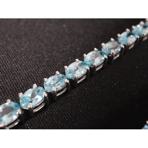50 - 16.73ct Ratanakiri Blue Zircon Sterling Silver Bracelet, 2168ct Swiss Blue Topaz Sterling Silver Bra... 