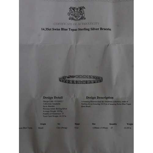 50 - 16.73ct Ratanakiri Blue Zircon Sterling Silver Bracelet, 2168ct Swiss Blue Topaz Sterling Silver Bra... 