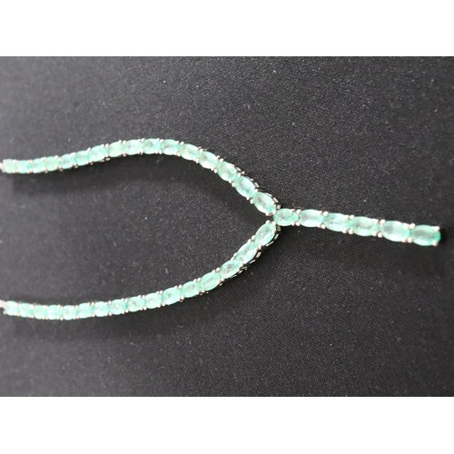 51 - Zambian Emerald & Diamond Sterling Silver Oval Bangle Atgw 7.61cts 13ct Minas Geraid Emerald Sterlin... 