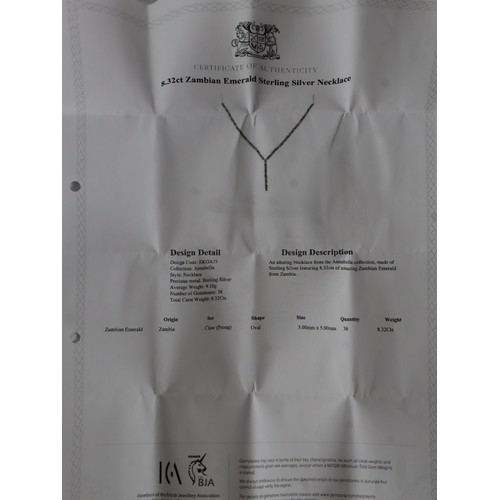 51 - Zambian Emerald & Diamond Sterling Silver Oval Bangle Atgw 7.61cts 13ct Minas Geraid Emerald Sterlin... 