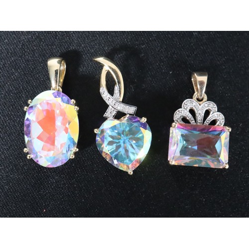 53 - 14.84ct Mercury Mystic Topaz & Diamond 9K Gold Pendant, Mercury Mystic Topaz & Diamond 9K Gold Penda... 