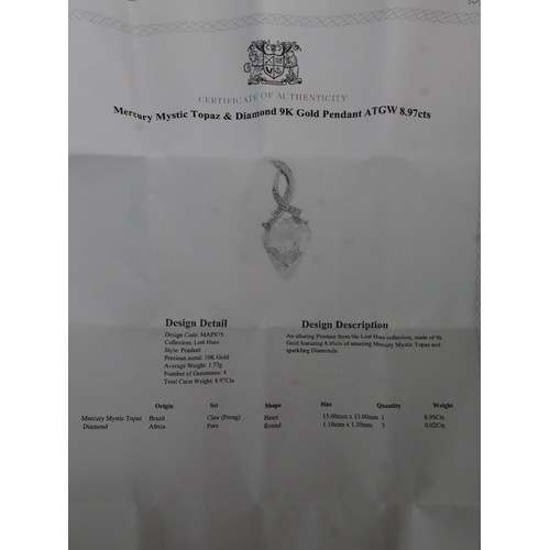 53 - 14.84ct Mercury Mystic Topaz & Diamond 9K Gold Pendant, Mercury Mystic Topaz & Diamond 9K Gold Penda... 