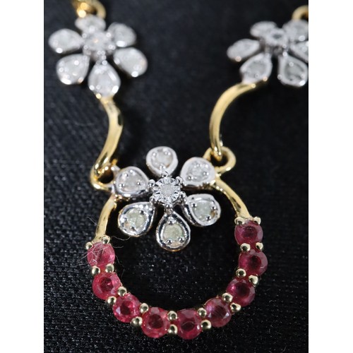 54 - Thai Ruby & White Topaz Gold Vermeil Bracelet Atgw 8.68cts (7