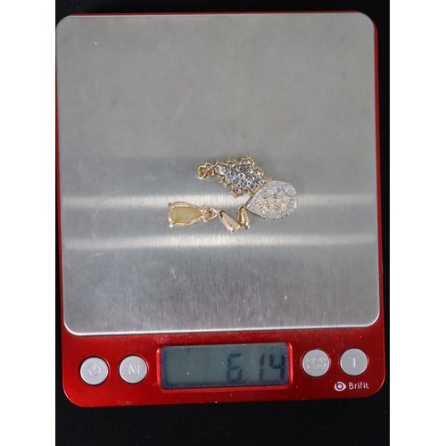 55 - Ethiopian Opal & Diamond 9K Gold Pendant Atgw 1.59cts, 1ct Diamond 9K Gold Pendant, 3/4ct Diamond 9K... 