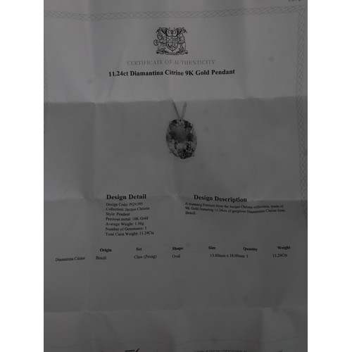 56 - 3.80ct Green Gold Quartz 9K Gold Wobito Snowflake Pendant, 11.24ct Diamantina Citrine 9K Gold Pendan... 