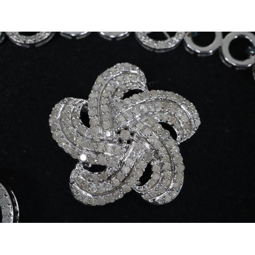 57 - 1.25ct Champagne & White Diamond Sterling Silver Ring, 1.05ct Diamond Sterling Silver Butterfly Pend... 