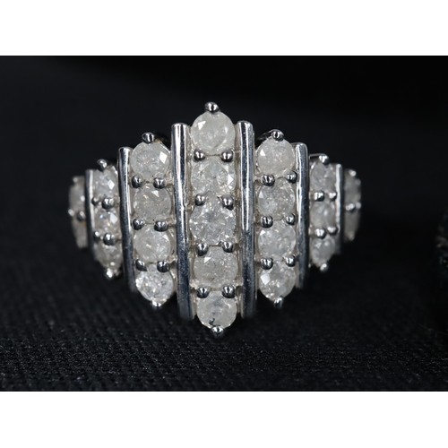 58 - 1ct Blue Diamond Sterling Ring, 3/4 ct Green, Blue & White Diamond Sterling Silver Ring & 1ct Diamon... 