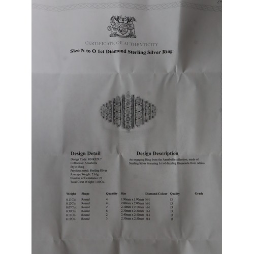 58 - 1ct Blue Diamond Sterling Ring, 3/4 ct Green, Blue & White Diamond Sterling Silver Ring & 1ct Diamon... 