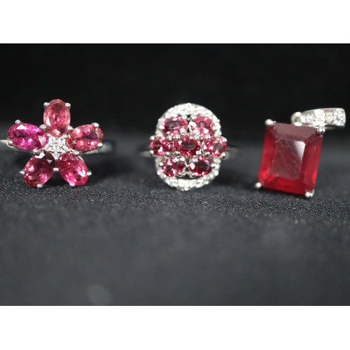 59 - Red Spinel & Diamond 9 White Gold Ring Atgw 1.47cts Size N to O , Malagasy Ruby & Diamond 9K White G... 